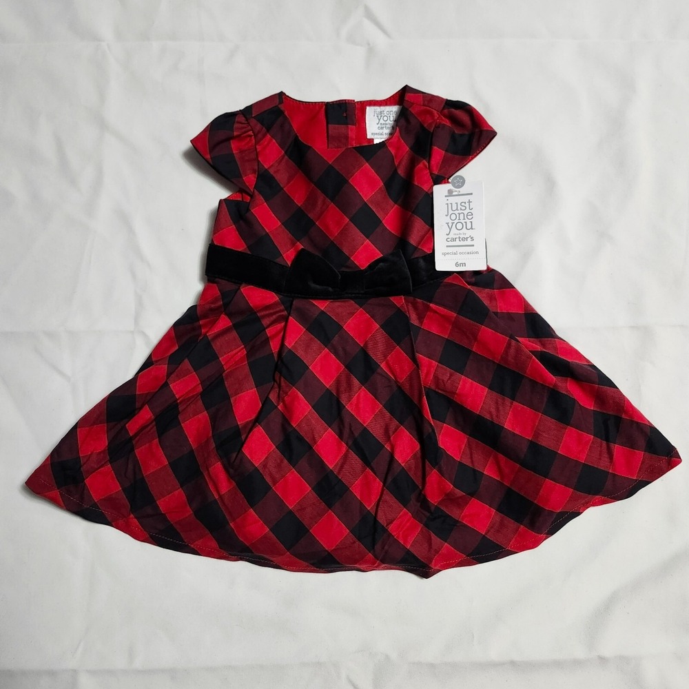 Just One You By Carters 6 M Buffalo Plaid Sleeveless Dress with Diaper Cover